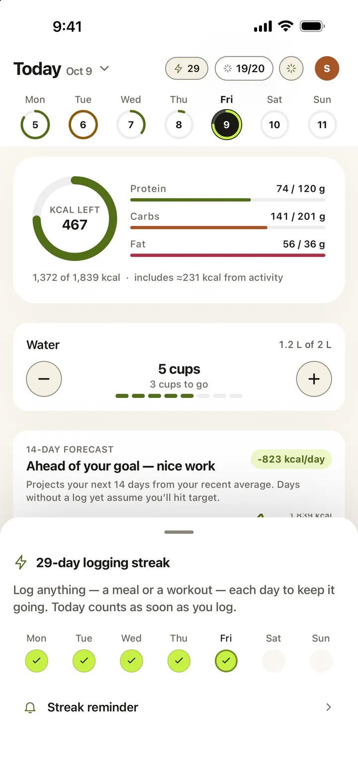 A 29-day logging streak